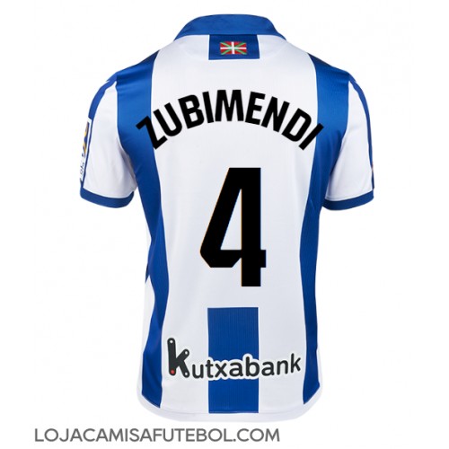 Camisa de Futebol Real Sociedad Martin Zubimendi #4 Equipamento Principal 2024-25 Manga Curta